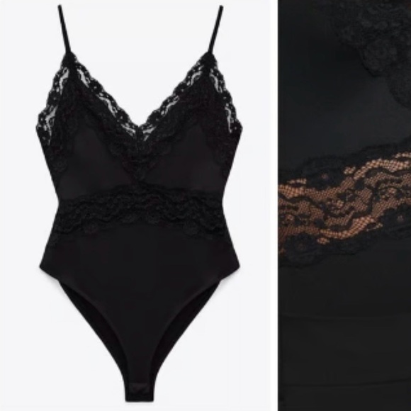 Zara Other - NWOT Zara Black Lace Bodysuit Size OS